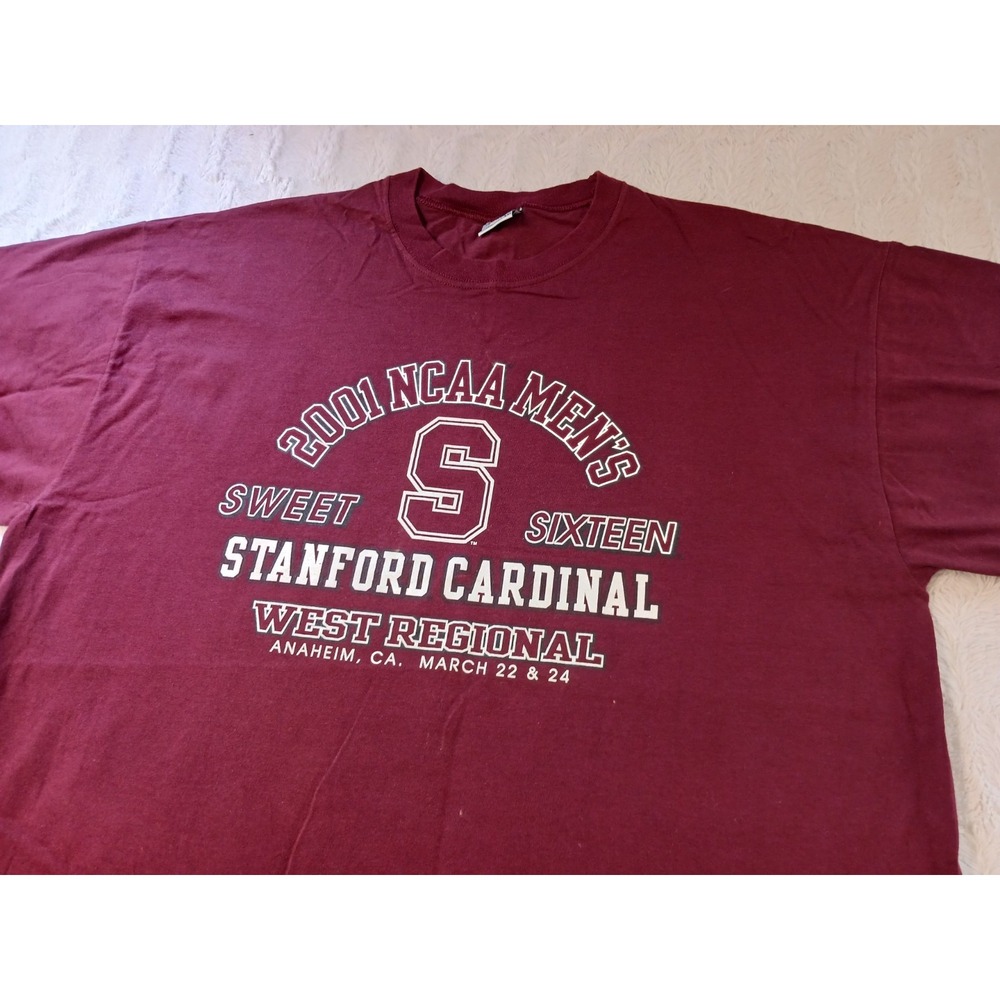 Vintage 2001 Stanford Cardinal NCAA Basketball T-Shirt Men's 2XL Sweet Sixteen